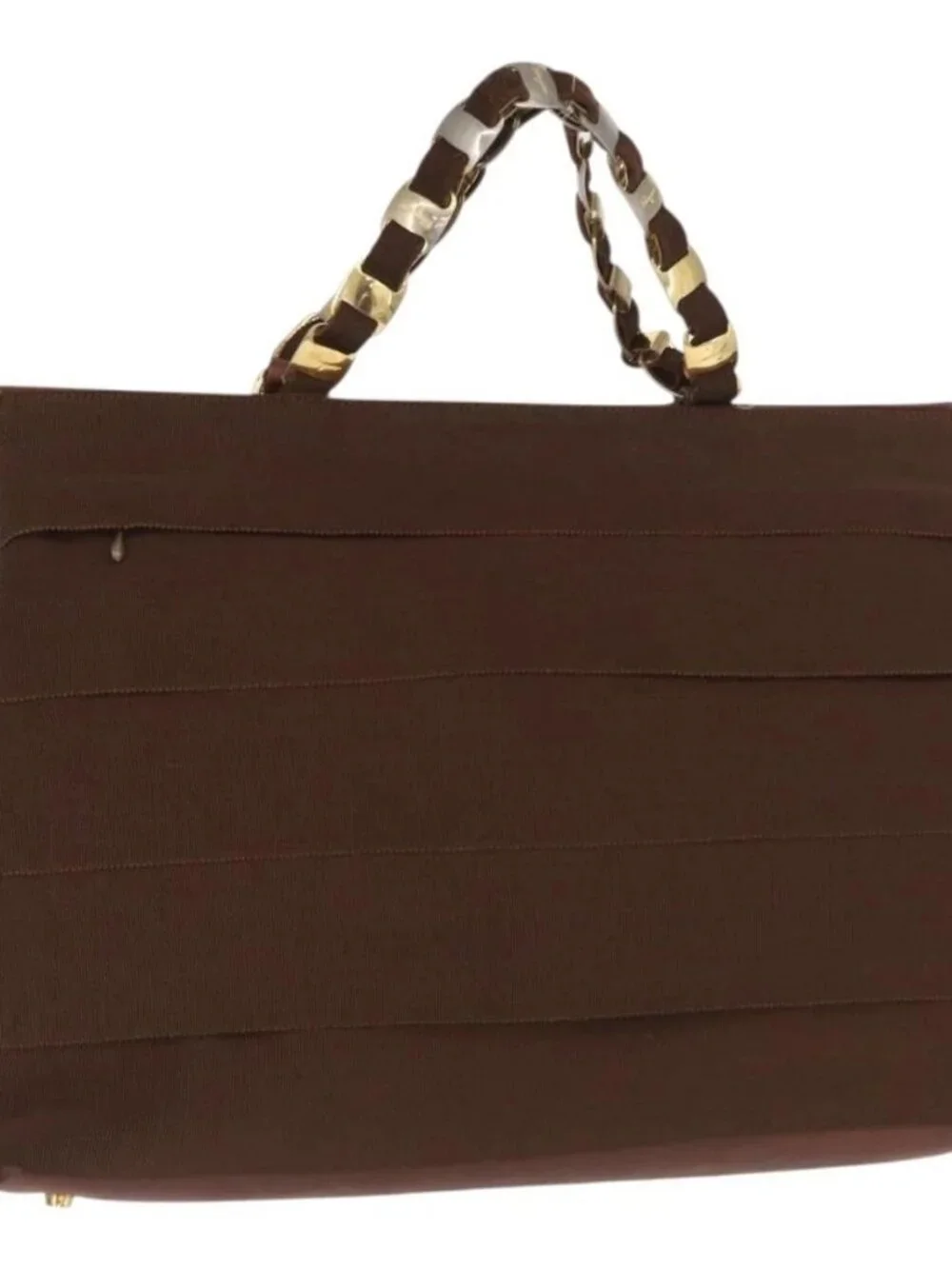 Salvatore Ferragamo Vala Tote Bag Canvas Brown Gold Auth bs32177
